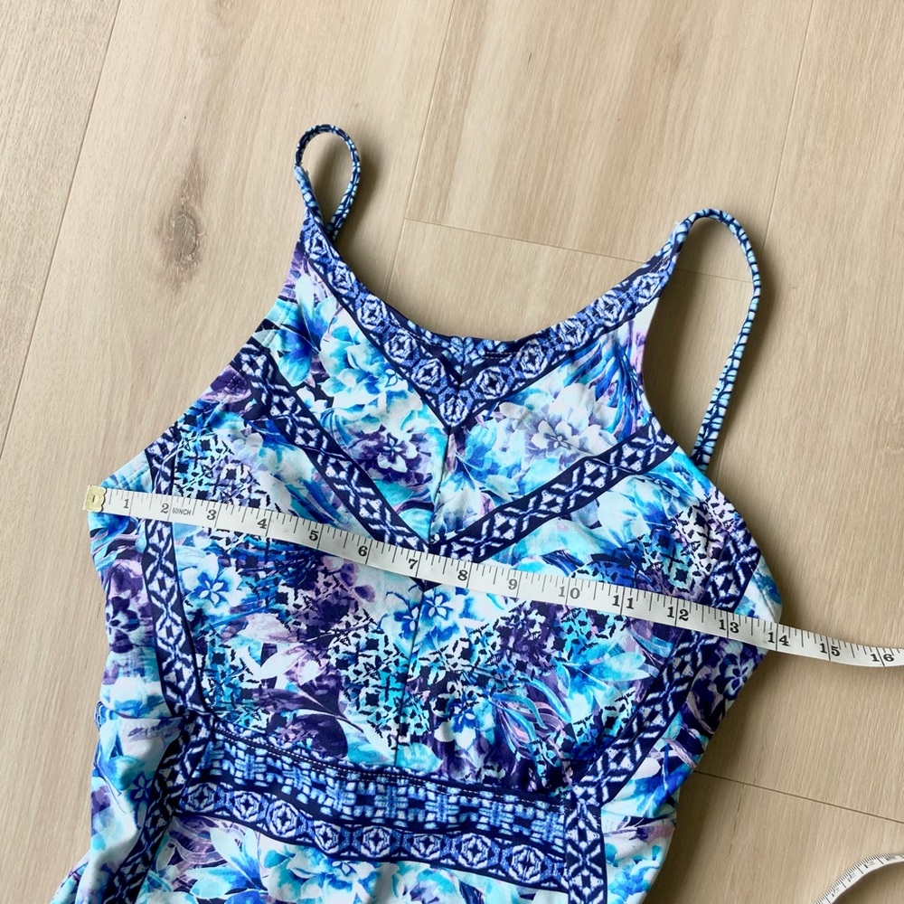Tommy Bahama One Piece Swimsuit Blue Purple Floral size 8 - Picture 3 of 10